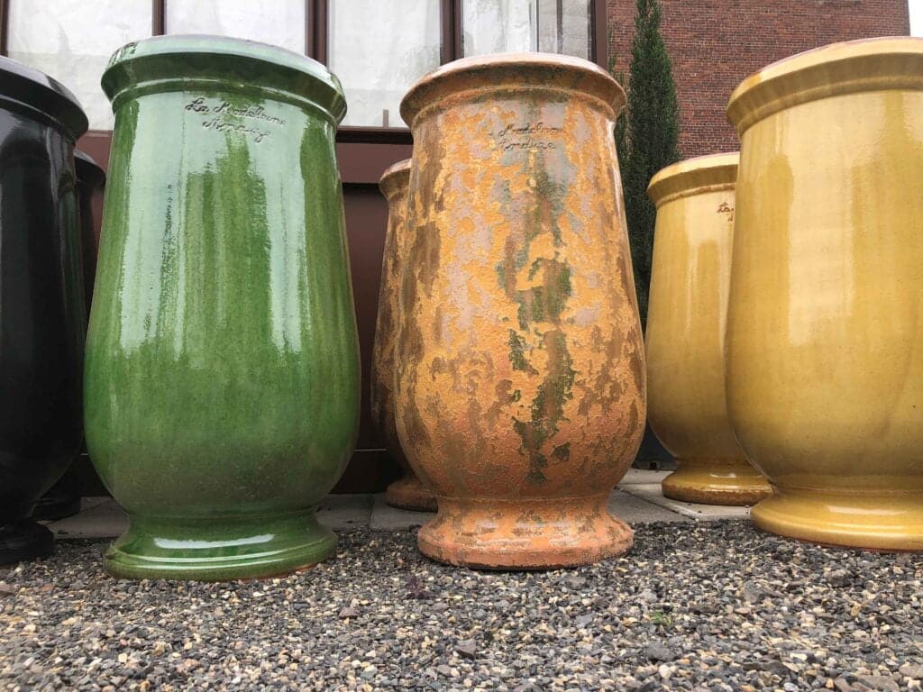 Oil Jars | Versailles Gardens Colorful ceramic oil jars in a row