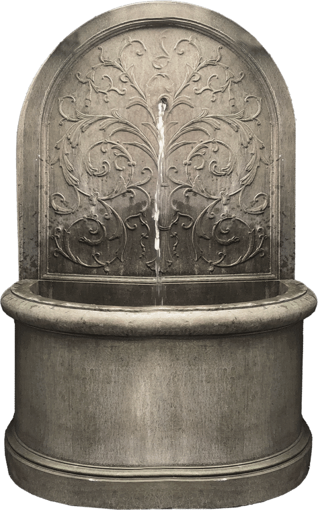 Elegant stone fountain with floral design